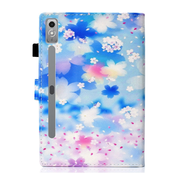 For Lenovo Tab P12 2023 / TB370FU Coloured Drawing Stitching Smart Leather Tablet Case(Petal Shower) - Lenovo by PMC TechLife | Online Shopping South Africa | PMC TechLife | Buy Now Pay Later Mobicred