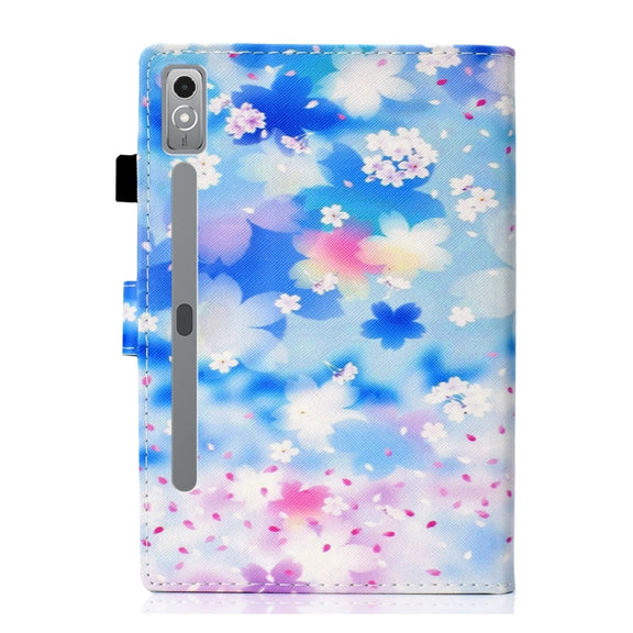 For Lenovo Tab P12 2023 / TB370FU Coloured Drawing Stitching Smart Leather Tablet Case(Petal Shower)