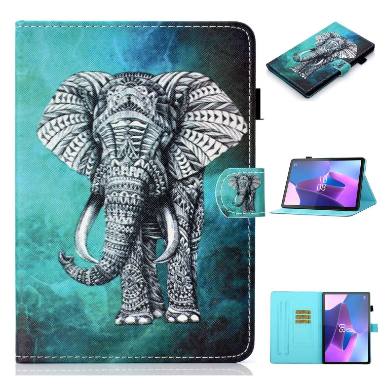 For Lenovo Tab P12 2023 / TB370FU Coloured Drawing Stitching Smart Leather Tablet Case(Elephant) - Lenovo by PMC TechLife | Online Shopping South Africa | PMC TechLife | Buy Now Pay Later Mobicred