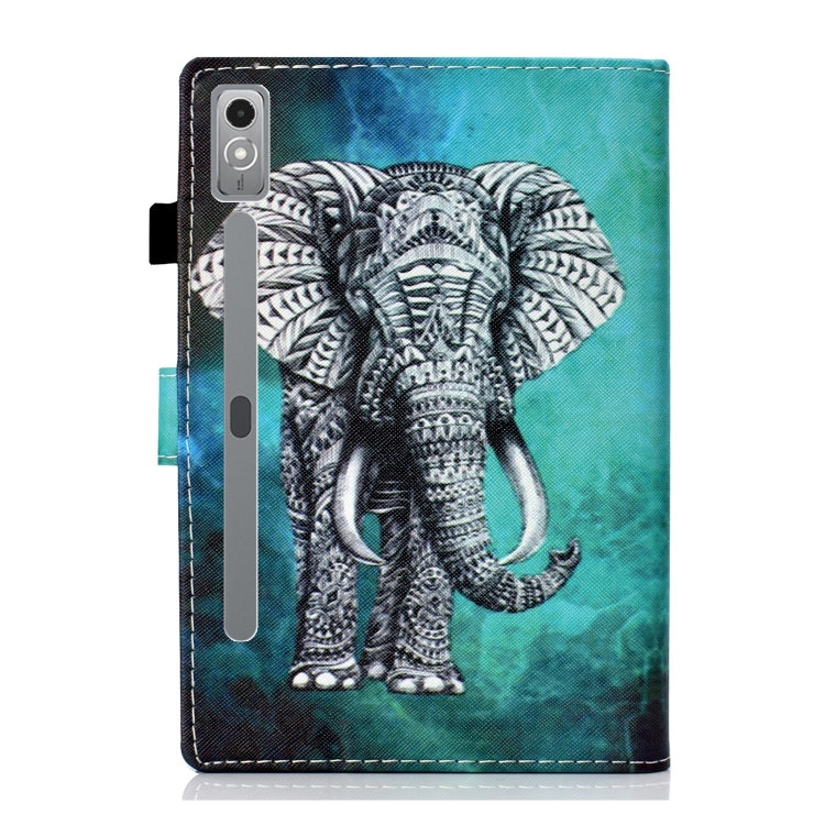 For Lenovo Tab P12 2023 / TB370FU Coloured Drawing Stitching Smart Leather Tablet Case(Elephant) - Lenovo by PMC TechLife | Online Shopping South Africa | PMC TechLife | Buy Now Pay Later Mobicred