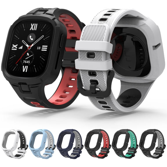 For Honor Watch 4 Two Color Integrated TPU Watch Band(White Black)