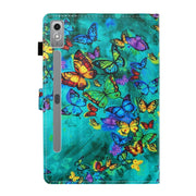 For Lenovo Tab P12 2023 / TB370FU Coloured Drawing Stitching Smart Leather Tablet Case(Green Butterfly)