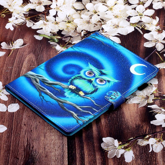 For Lenovo Tab P12 2023 / TB370FU Coloured Drawing Stitching Smart Leather Tablet Case(Moon Owl)