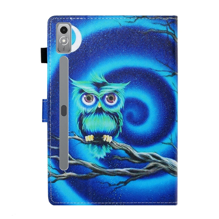 For Lenovo Tab P12 2023 / TB370FU Coloured Drawing Stitching Smart Leather Tablet Case(Moon Owl) - Lenovo by PMC TechLife | Online Shopping South Africa | PMC TechLife | Buy Now Pay Later Mobicred