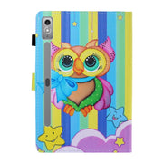 For Lenovo Tab P12 2023 / TB370FU Coloured Drawing Stitching Smart Leather Tablet Case(Rainbow Owl)