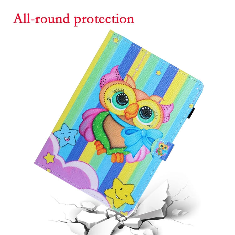 For Lenovo Tab M11/ Xiaoxin Pad 11 2024 Coloured Drawing Stitching Smart Leather Tablet Case(Rainbow Owl)