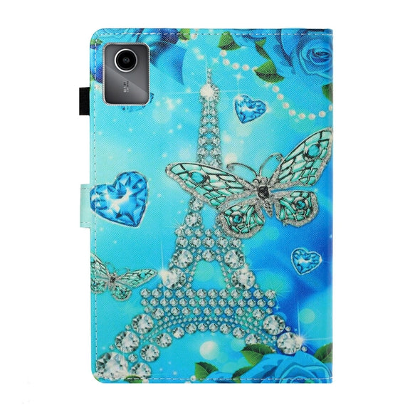 For Lenovo Tab M11/ Xiaoxin Pad 11 2024 Coloured Drawing Stitching Smart Leather Tablet Case(Butterfly Tower)