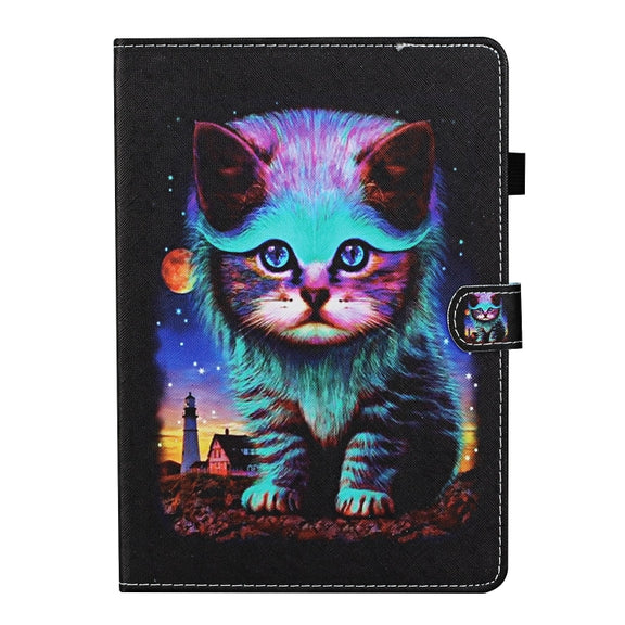 For Lenovo Tab P12 2023 / TB370FU Coloured Drawing Stitching Smart Leather Tablet Case(Night Cat)