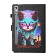 For Lenovo Tab P12 2023 / TB370FU Coloured Drawing Stitching Smart Leather Tablet Case(Night Cat)