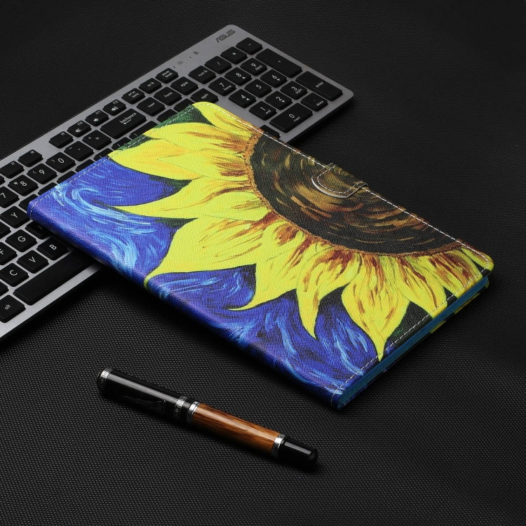For Lenovo Tab P12 2023 / TB370FU Coloured Drawing Stitching Smart Leather Tablet Case(Sunflower) - Lenovo by PMC TechLife | Online Shopping South Africa | PMC TechLife | Buy Now Pay Later Mobicred