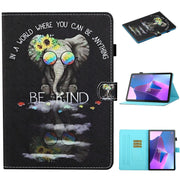 For Lenovo Tab P12 2023 / TB370FU Coloured Drawing Stitching Smart Leather Tablet Case(Glasses Elephant)