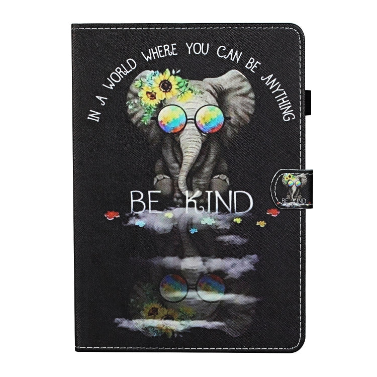 For Lenovo Tab P12 2023 / TB370FU Coloured Drawing Stitching Smart Leather Tablet Case(Glasses Elephant)