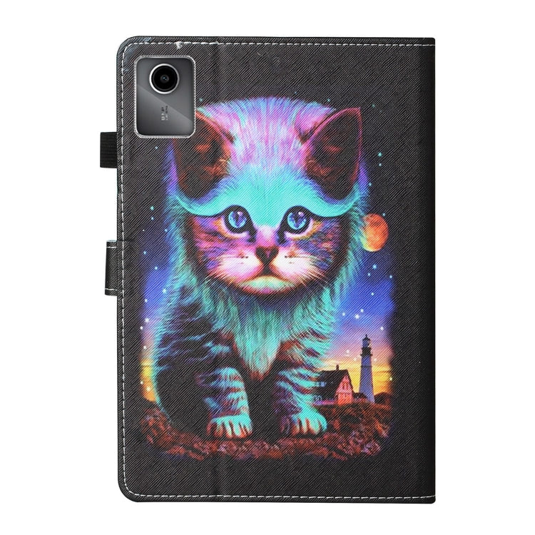For Lenovo Tab M11/ Xiaoxin Pad 11 2024 Coloured Drawing Stitching Smart Leather Tablet Case(Night Cat) - free shipping - PMC Jewellery - Order now!