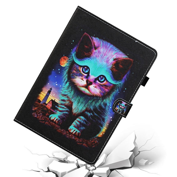 For Lenovo Tab M11/ Xiaoxin Pad 11 2024 Coloured Drawing Stitching Smart Leather Tablet Case(Night Cat)