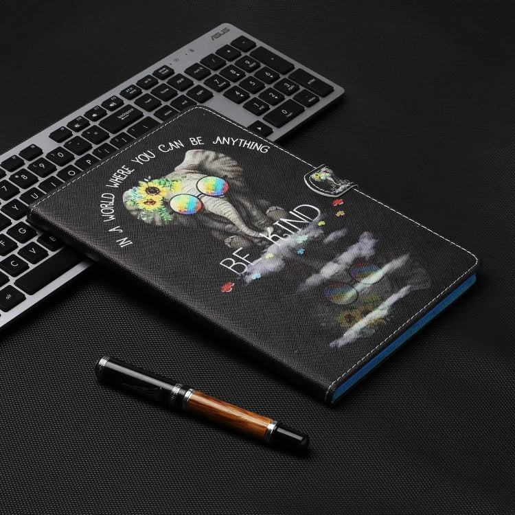 For Lenovo Tab M11/ Xiaoxin Pad 11 2024 Coloured Drawing Stitching Smart Leather Tablet Case(Glasses Elephant)