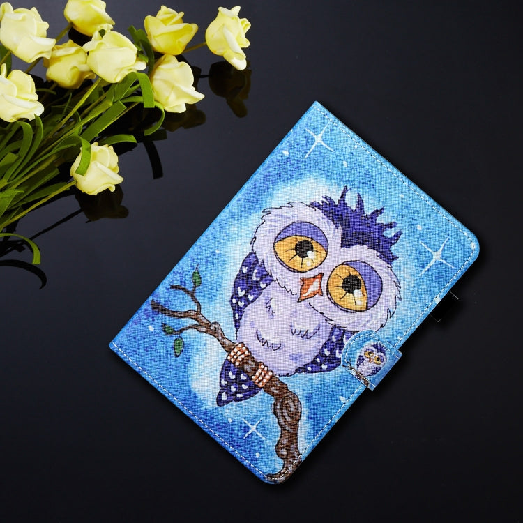 For Lenovo Tab P12 2023 / TB370FU Coloured Drawing Stitching Smart Leather Tablet Case(Blue Owl)