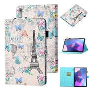 For Lenovo Tab P12 2023 / TB370FU Coloured Drawing Stitching Smart Leather Tablet Case(Tower Butterflies)
