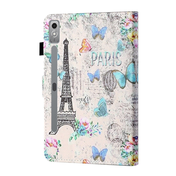 For Lenovo Tab P12 2023 / TB370FU Coloured Drawing Stitching Smart Leather Tablet Case(Tower Butterflies)