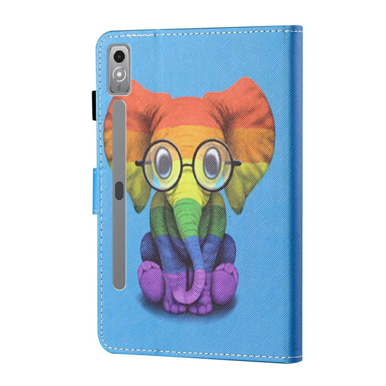 For Lenovo Tab P12 2023 / TB370FU Coloured Drawing Stitching Smart Leather Tablet Case(Colorful Elephant) - Lenovo by PMC TechLife | Online Shopping South Africa | PMC TechLife | Buy Now Pay Later Mobicred