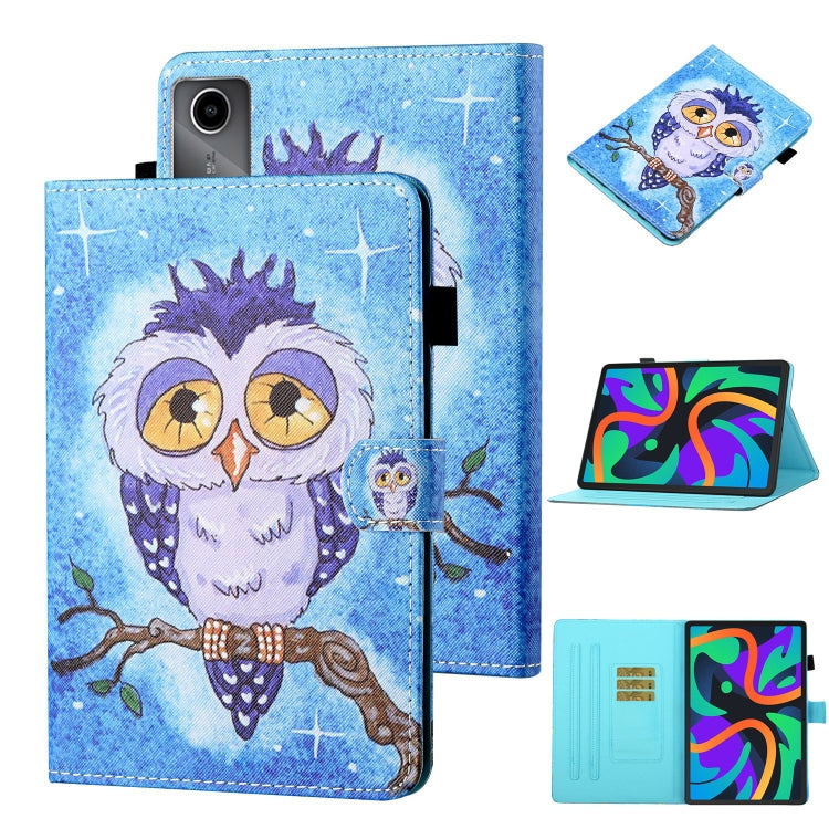 For Lenovo Tab M11/ Xiaoxin Pad 11 2024 Coloured Drawing Stitching Smart Leather Tablet Case(Blue Owl) - Lenovo by PMC Jewellery | Online Shopping South Africa | PMC Jewellery | Buy Now Pay Later Mobicred