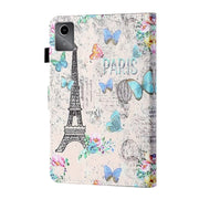 For Lenovo Tab M11/ Xiaoxin Pad 11 2024 Coloured Drawing Stitching Smart Leather Tablet Case(Tower Butterflies)