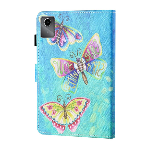 For Lenovo Tab M11/ Xiaoxin Pad 11 2024 Coloured Drawing Stitching Smart Leather Tablet Case(Colorful Butterflies)