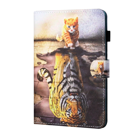 For Lenovo Tab P12 2023 / TB370FU Coloured Drawing Stitching Smart Leather Tablet Case(Cat and Tiger)