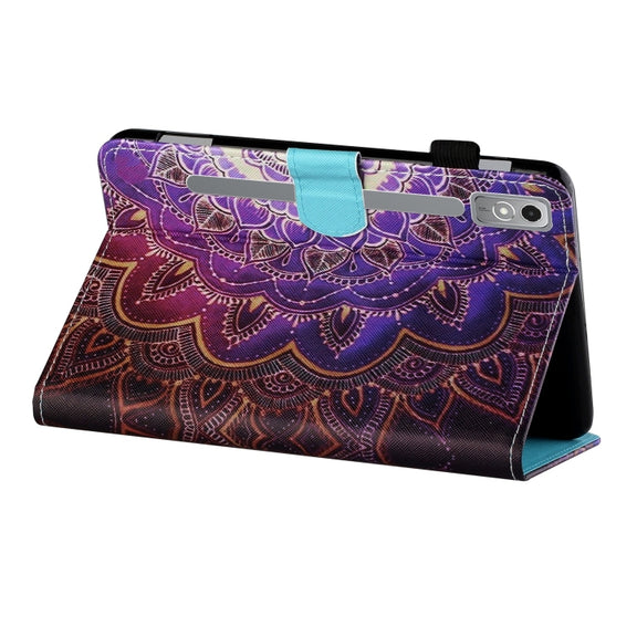 For Lenovo Tab P12 2023 / TB370FU Coloured Drawing Stitching Smart Leather Tablet Case(Mandala Flower)