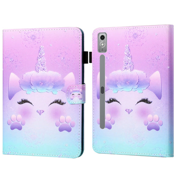 For Lenovo Tab P12 2023 / TB370FU Coloured Drawing Stitching Smart Leather Tablet Case(Unicorn)