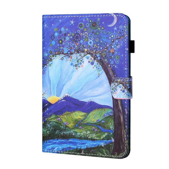 For Lenovo Tab P12 2023 / TB370FU Coloured Drawing Stitching Smart Leather Tablet Case(Sunrise and Tree)