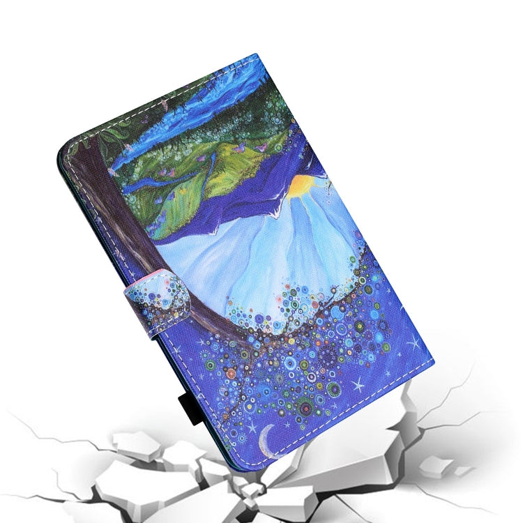 For Lenovo Tab P12 2023 / TB370FU Coloured Drawing Stitching Smart Leather Tablet Case(Sunrise and Tree)