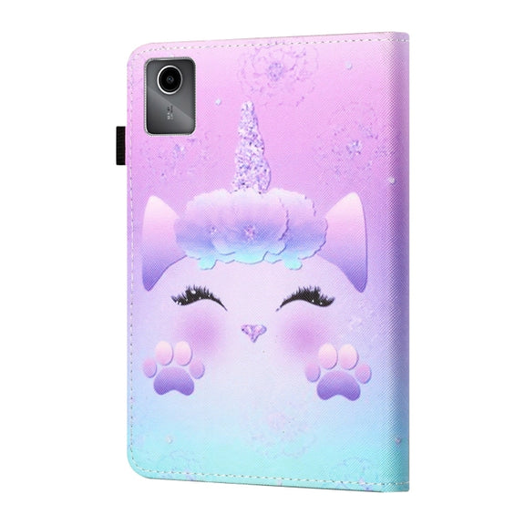 For Lenovo Tab M11/ Xiaoxin Pad 11 2024 Coloured Drawing Stitching Smart Leather Tablet Case(Unicorn)