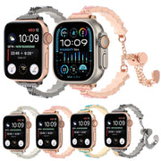 For Apple Watch SE 2023 40mm Shell Beads Chain Bracelet Metal Watch Band(Black White)