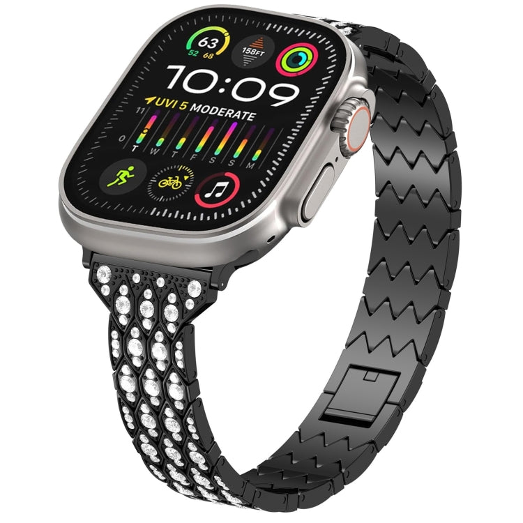 For Apple Watch Ultra 49mm Devil Eye Diamond Bracelet Metal Watch Band(Black) - Watch Bands by PMC TechLife | Online Shopping South Africa | PMC TechLife