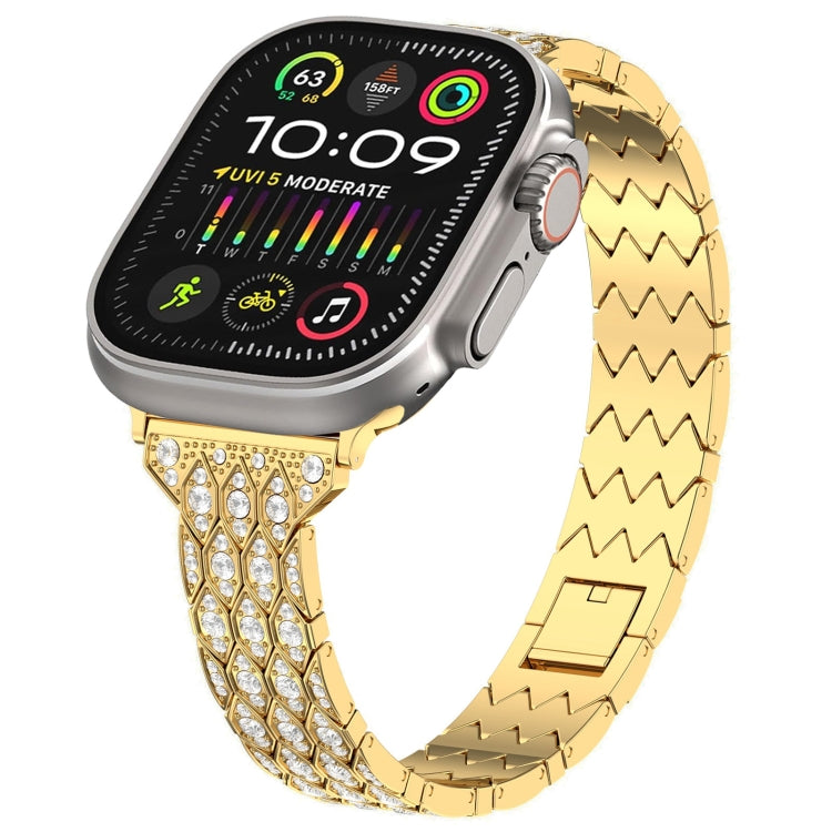 For Apple Watch Ultra 49mm Devil Eye Diamond Bracelet Metal Watch Band(Gold) - Watch Bands by PMC TechLife | Online Shopping South Africa | PMC TechLife