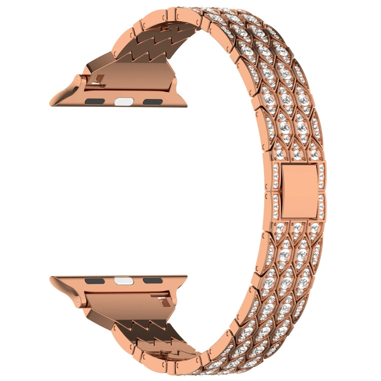 For Apple Watch Series 8 41mm Devil Eye Diamond Bracelet Metal Watch Band(Rose Gold)