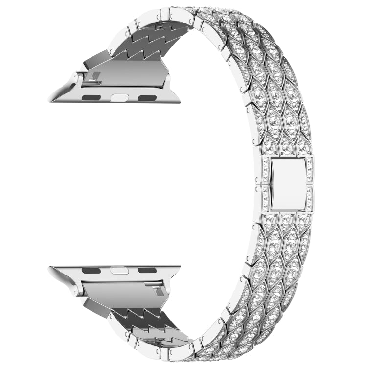For Apple Watch Series 8 45mm Devil Eye Diamond Bracelet Metal Watch Band(Silver)