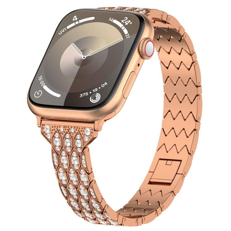 For Apple Watch SE 2022 44mm Devil Eye Diamond Bracelet Metal Watch Band(Rose Gold) - Watch Bands by PMC TechLife | Online Shopping South Africa | PMC TechLife