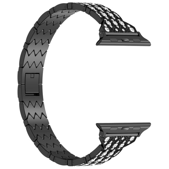 For Apple Watch Series 7 41mm Devil Eye Diamond Bracelet Metal Watch Band(Black)