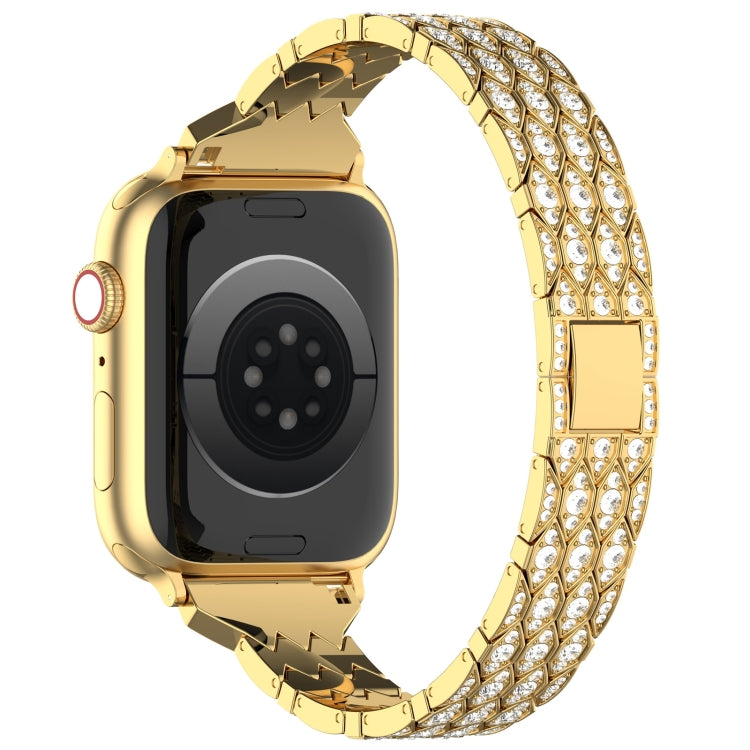 For Apple Watch SE 40mm Devil Eye Diamond Bracelet Metal Watch Band(Gold)