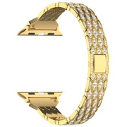 For Apple Watch SE 44mm Devil Eye Diamond Bracelet Metal Watch Band(Gold)