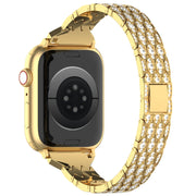 For Apple Watch SE 44mm Devil Eye Diamond Bracelet Metal Watch Band(Gold)