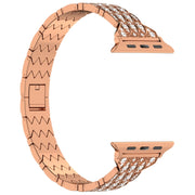 For Apple Watch Series 3 42mm Devil Eye Diamond Bracelet Metal Watch Band(Rose Gold)