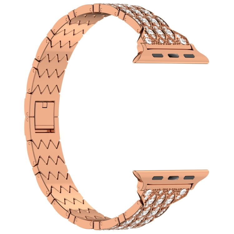 For Apple Watch Series 3 42mm Devil Eye Diamond Bracelet Metal Watch Band(Rose Gold)