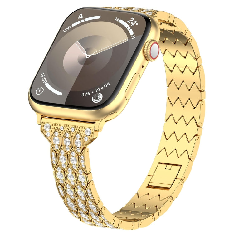 For Apple Watch 38mm Devil Eye Diamond Bracelet Metal Watch Band(Gold) - Watch Bands by PMC TechLife | Online Shopping South Africa | PMC TechLife