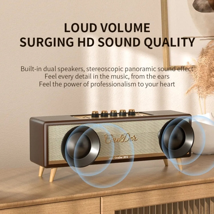 Oneder D8 Wireless Retro Dual Microphone Bluetooth Speaker(Brown) - free shipping - PMC Jewellery - Order now!