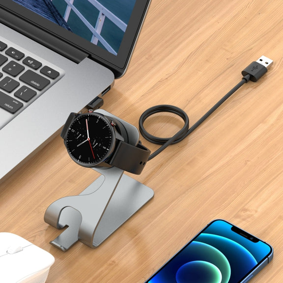 For Amazfit Bip 5 Unity A2324 Portable Magnetic Aluminum Alloy Charger Holder(Grey)