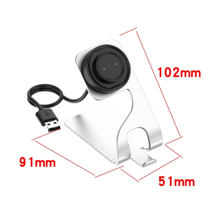 For Amazfit Bip 5 Unity A2324 Portable Magnetic Aluminum Alloy Charger Holder(Silver)