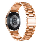 For Samsung Galaxy Watch6 / 6 Classic Flat Head Three-bead Stainless Steel Watch Band(Rose Gold)