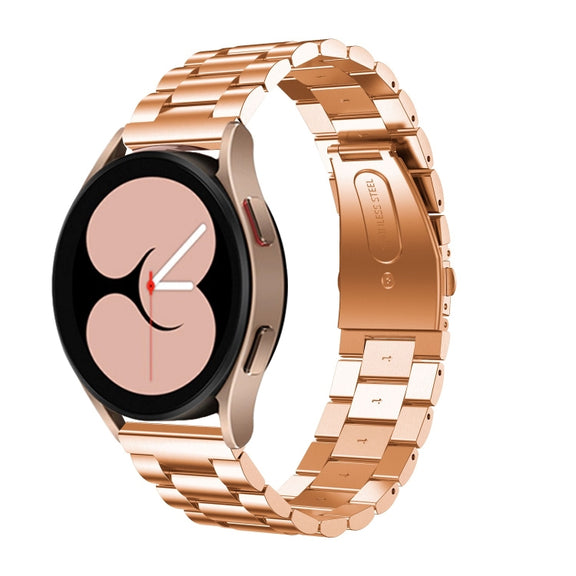 For Samsung Galaxy Watch6 / 6 Classic Flat Head Three-bead Stainless Steel Watch Band(Rose Gold)